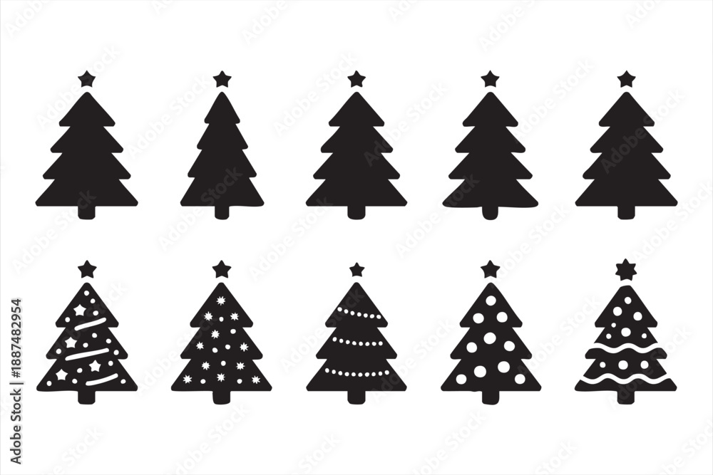 Obraz premium Holiday Christmas Tree Icons for Web UI, App Buttons, Navigation