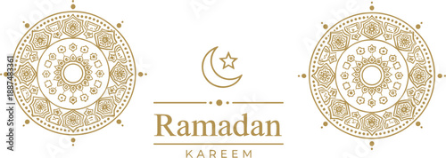 Ramadan Kareem elegant greeting illustration with golden Islamic geometric ornaments crescent moon and refined festive design