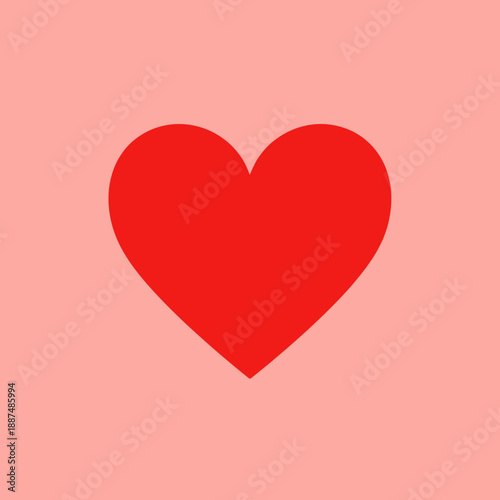 Red Heart Icon on Pink Background.