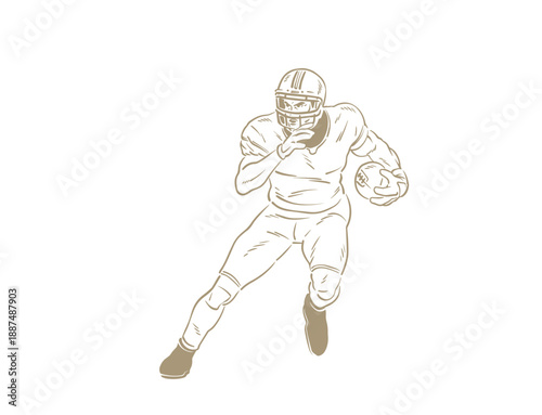 American Football Quarterback Player Sketch Vector Illustration
