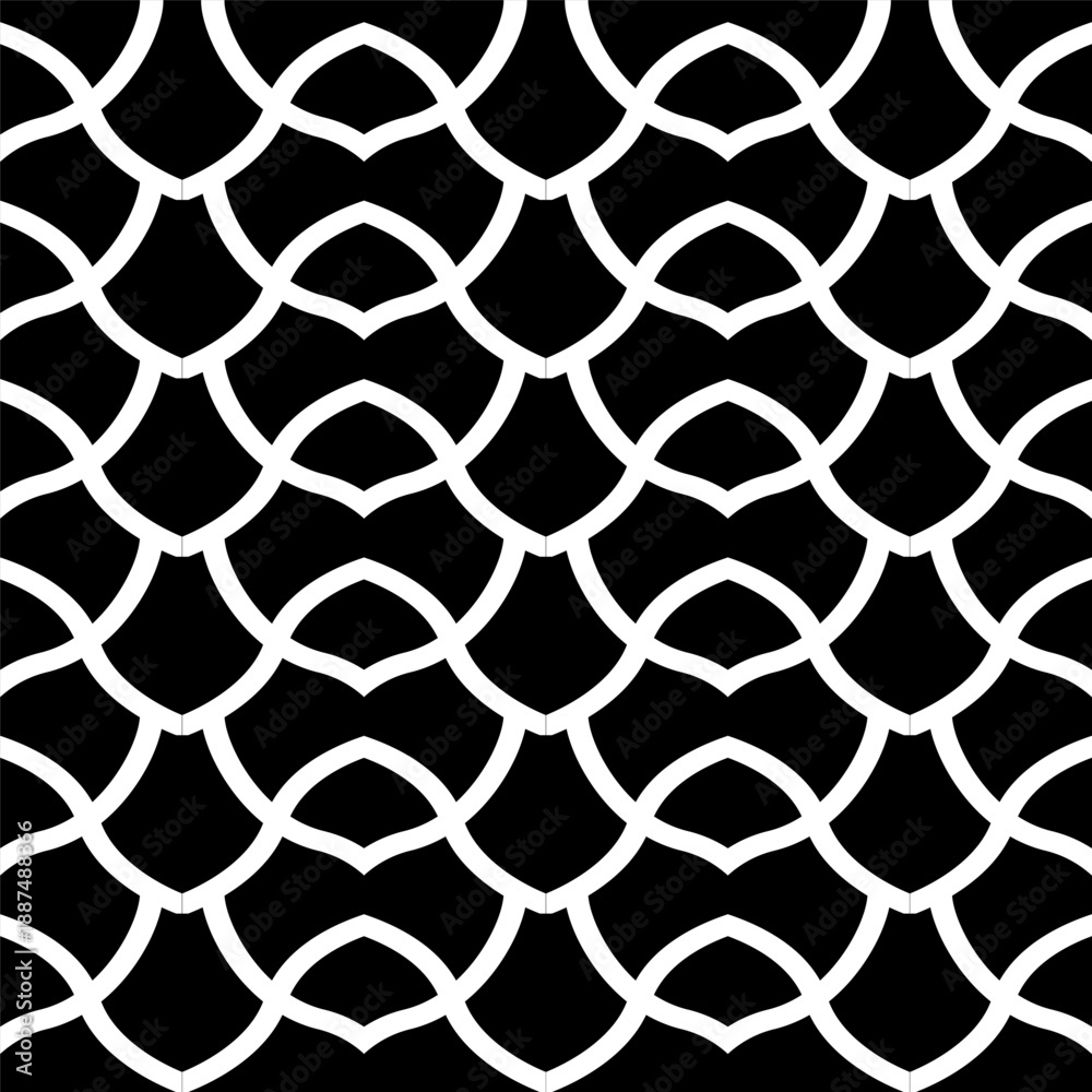 Fototapeta premium Seamless white geometric pattern on black background vector