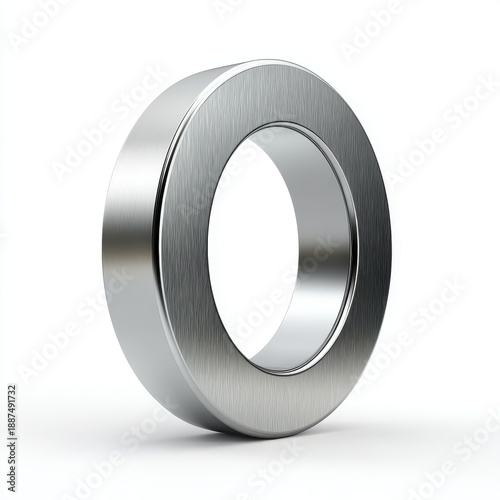 Shiny Silver Ring With Brushed Metal Texture Isolated On White Background Studio Lighting