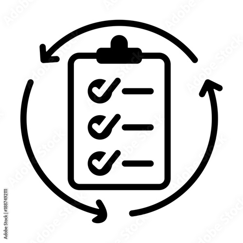 Recurring Tasks Icon - Solid Black