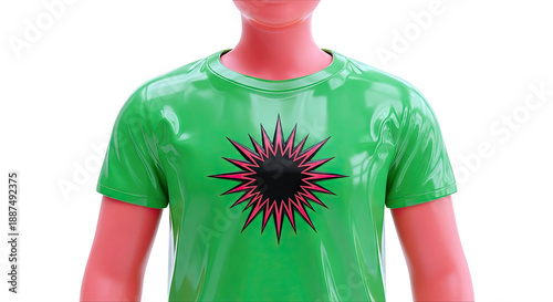 Green T-shirt with starburst graphic