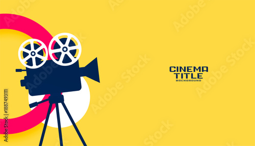 flat style movie camera background for film making design