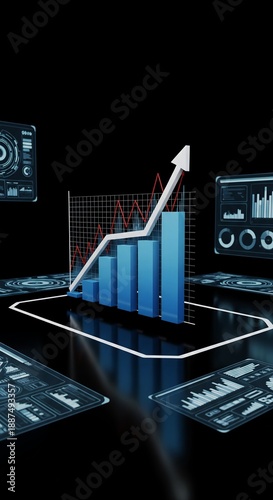 Business Stock Market Chart with Rising Arrow, Economic Growth and Investment Concept