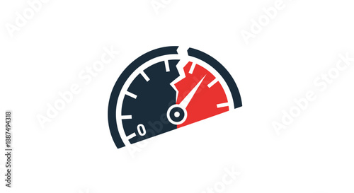 Speedometer Gauge Showing High Speed Level.