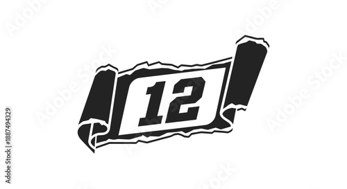 Torn Paper with Number Twelve.