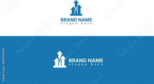 Upward arrows forming a building shape representing growth and success ideal for business logos and branding