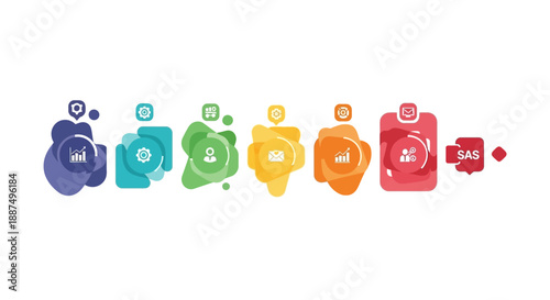 Business Workflow Infographic Illustrating Data Analysis and Communication Processes