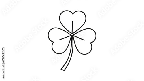 Four Leaf Clover Line Art on White Background