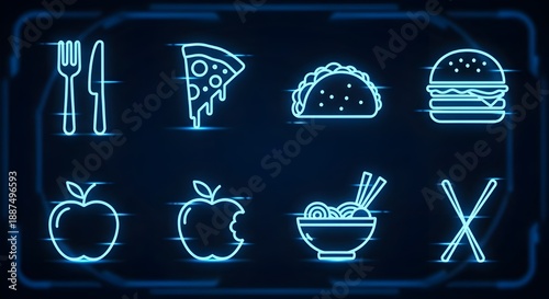 neon sign with neon foods signs