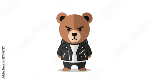 Illustration of a cartoon bear wearing jacket.