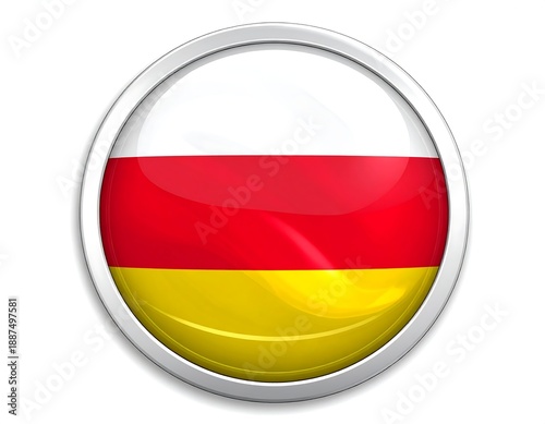 Free Download A circular emblem with horizontal white, red, and yellow stripes - GFXLoad