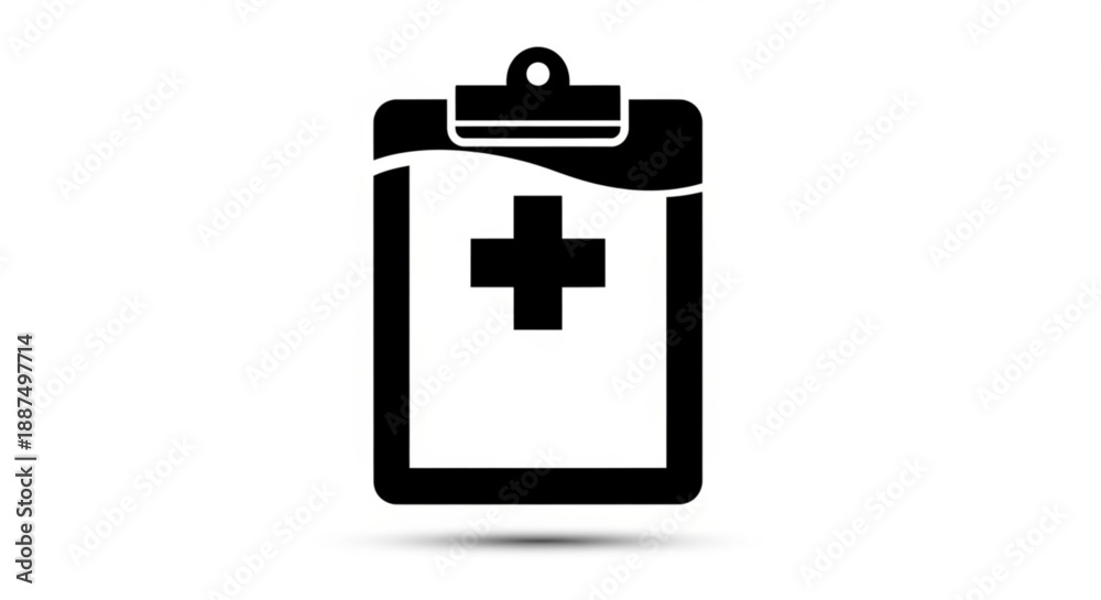 Obraz premium Medical cross symbol on a clipboard, representing healthcare, emergency services, and patient records