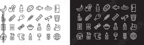 Grocery and Supermarket Line Icon Collection. Set of thin line grocery Icons. Vector illustration.