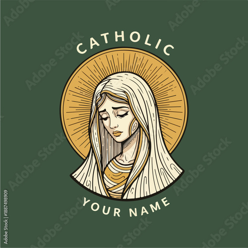 Catholic Virgin Mary Religious Iconography Art.