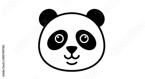 Adorable panda face illustration showcasing cute facial features and simple design on a clean background