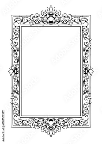 “Hand-drawn decorative picture frames, black and white line art, rectangular and oval frames, thin ink outlines, vintage sketch style, no shading, white background.”