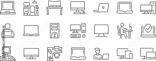 Set of outline icons. Linear icon collection. Editable stroke. Vector illustration	