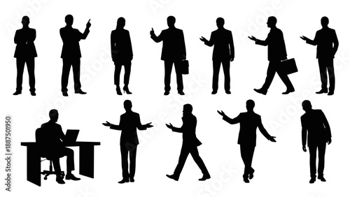 Silhouettes of Business People in Various Poses.