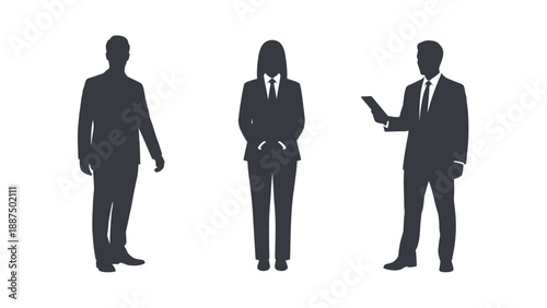 Silhouettes of Business Professionals in Suits.