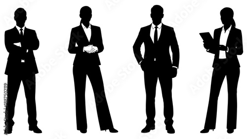 Silhouettes of Business Professionals in Suits.