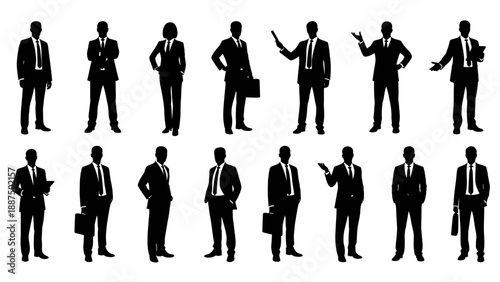 Silhouettes of Business Professionals in Various Poses.