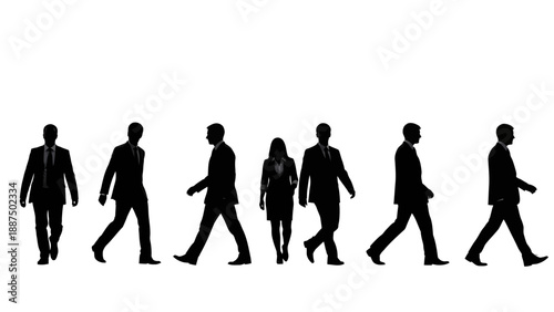 Silhouettes of Business Professionals Walking Together.