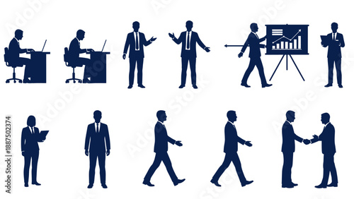 Silhouettes of Businessmen in Various Poses.