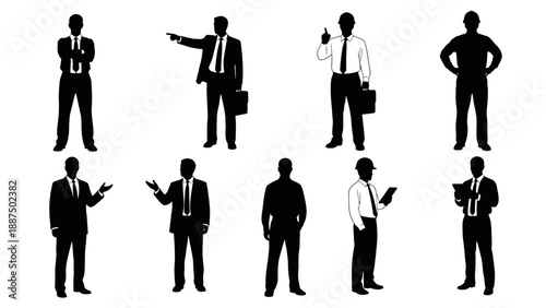 Silhouettes of Businessmen in Various Poses.