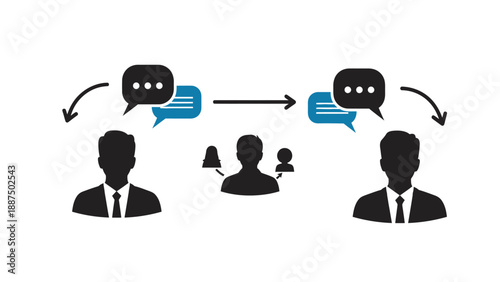 Silhouettes of People Communicating with Speech Bubbles.