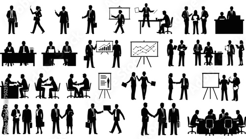 Silhouettes of People in Business Meetings.