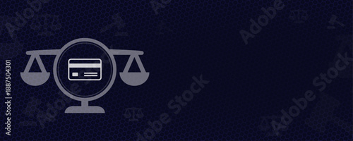 Legal Justice and Credit Card Finance Law Vektor with Copy Space for Banking Regulations Consumer Protection Debt Management Financial Litigation and Monetary Policy Framework