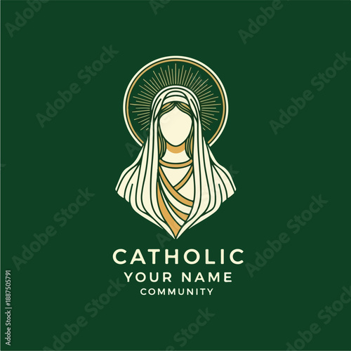 Elegant Catholic Iconography of the Virgin Mary.