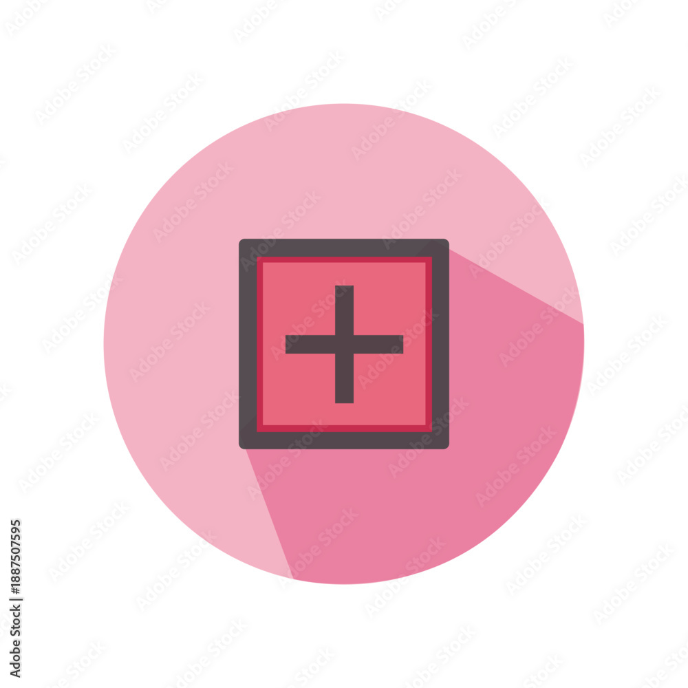 Obraz premium Vector Of Add Plus Rounded Box For UI_Circle Flat Icon