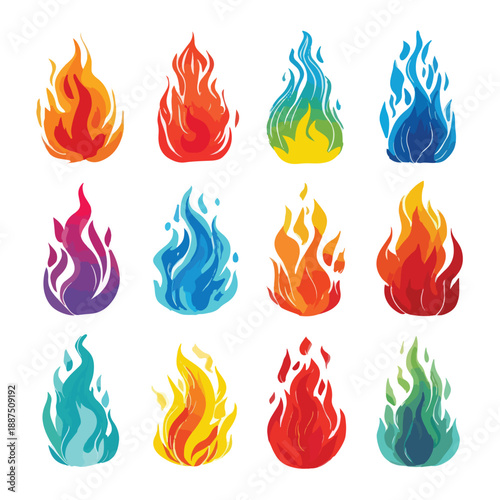 vector set of fire flames