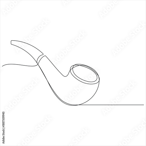 Continuous one line drawing of elegant smoking pipe clean minimal outline style illustration