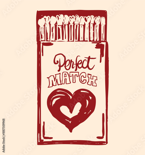 Valentine Matchbox “Perfect Match” Romantic Love Design