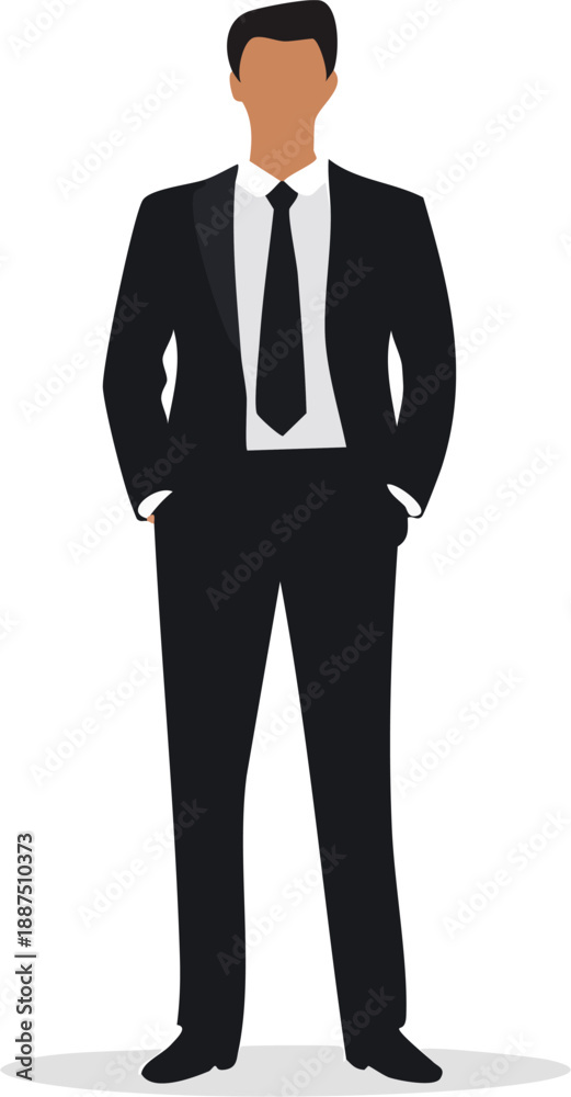 Fototapeta premium Single office worker silhouette vector illustration standing pose