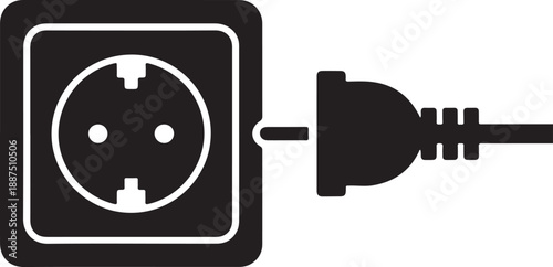 Electric power socket with plug silhouette icon for energy connection