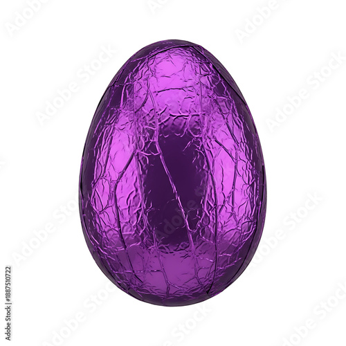 Crinkled Purple Foil Wrapped Egg (31) image isolated on Transparent Background