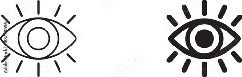 Bold and outline eye icon vector. Vision, view and visibility symbol for apps, web, UI use.