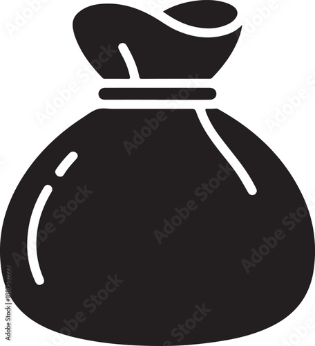Money bag silhouette icon representing finance, savings and wealth