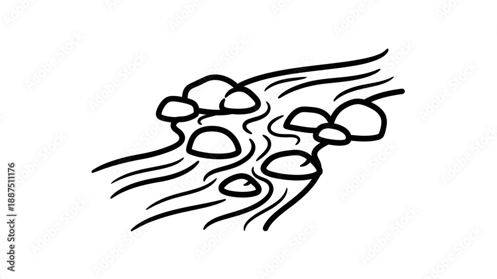 Fototapeta premium Black and white illustration of rocks.
