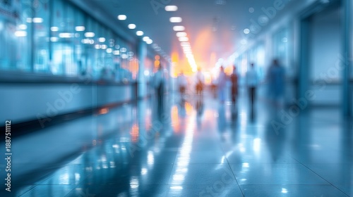 Wallpaper Mural Blurred hospital corridor interior, clean clinical lighting, modern healthcare business background with copy space Torontodigital.ca