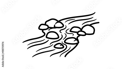 Black and white illustration of rocks.