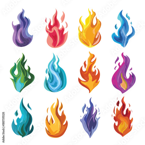vector set of fire flames