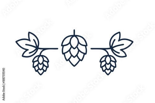 Hop Cones Botanical Divider Line Art