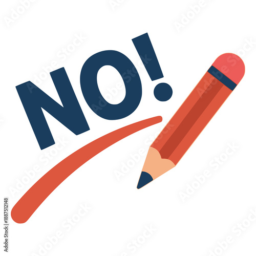 no text with pencil rejected argument flat color vector illustration template design